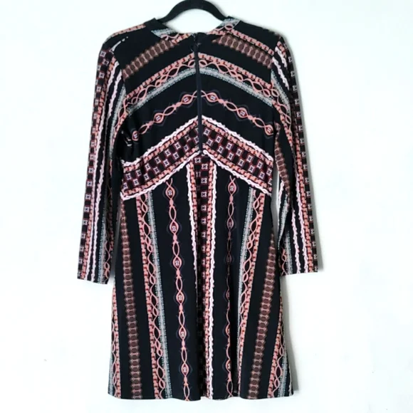Free People Stella Knit Mock Neck Printed Long Sleeve Mini Dress Size M - Picture 4 of 9